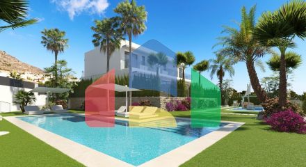 New semi-detached homes with communal pool