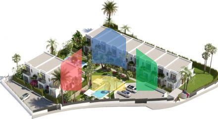 New semi-detached homes with communal pool
