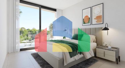 New semi-detached homes with communal pool