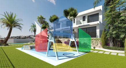New semi-detached homes with communal pool