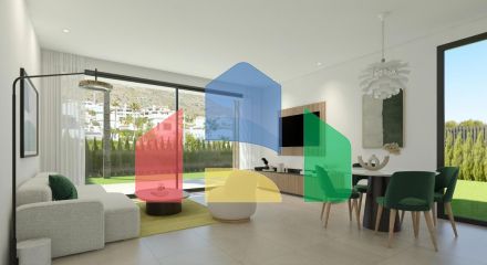 New semi-detached homes with communal pool
