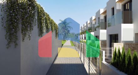 New semi-detached homes with communal pool