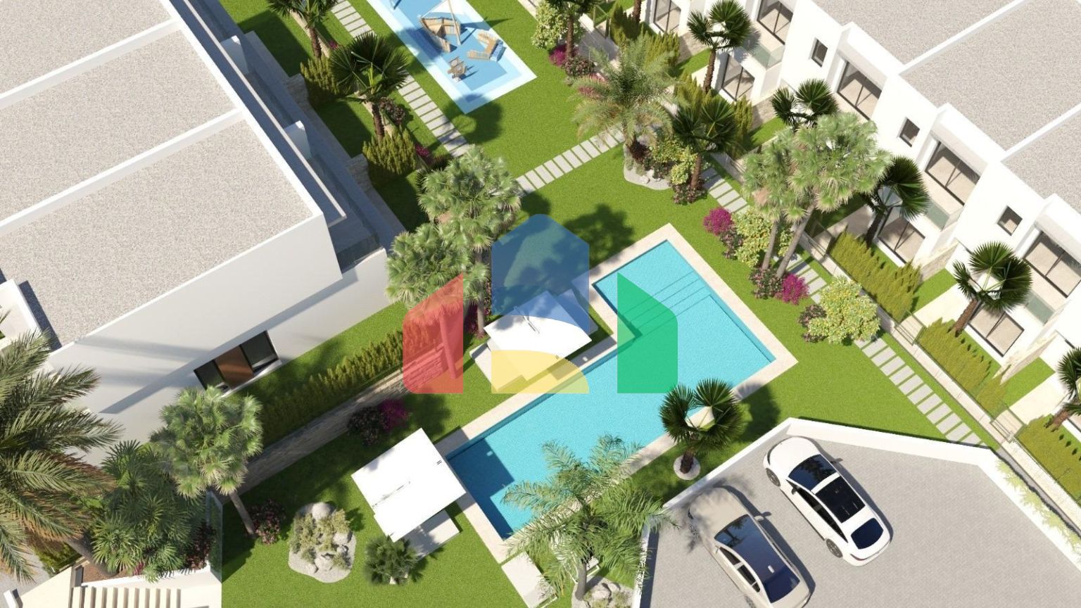 Новые двухквартирные дома с общим бассейном