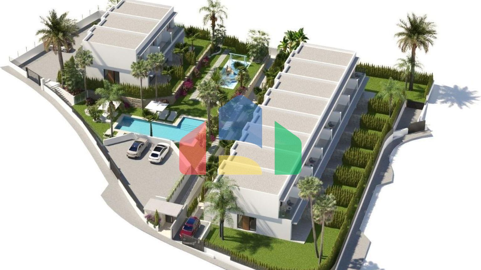 Новые двухквартирные дома с общим бассейном