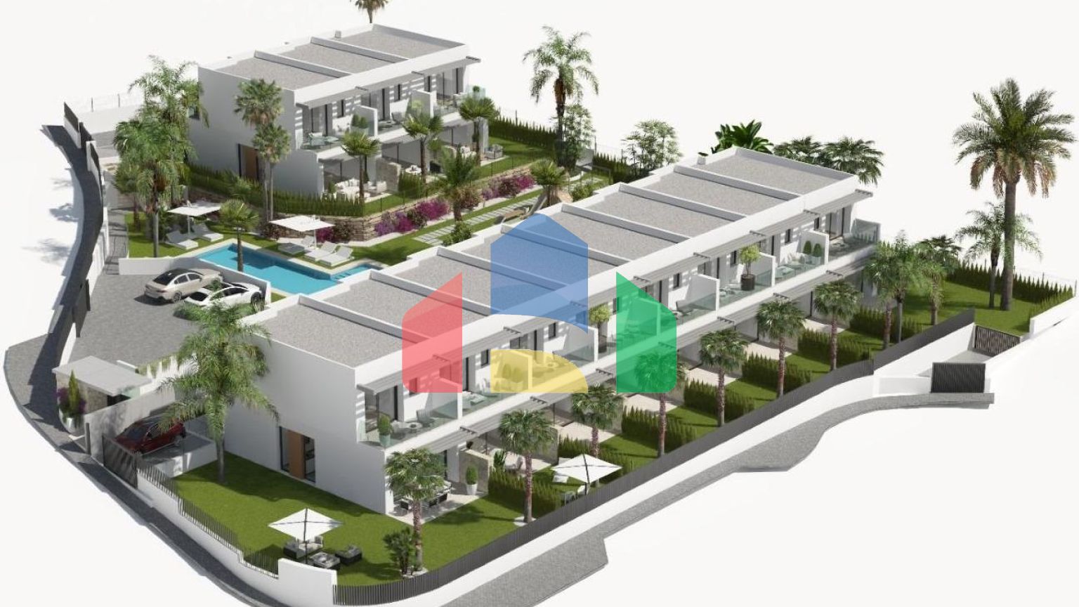 Новые двухквартирные дома с общим бассейном