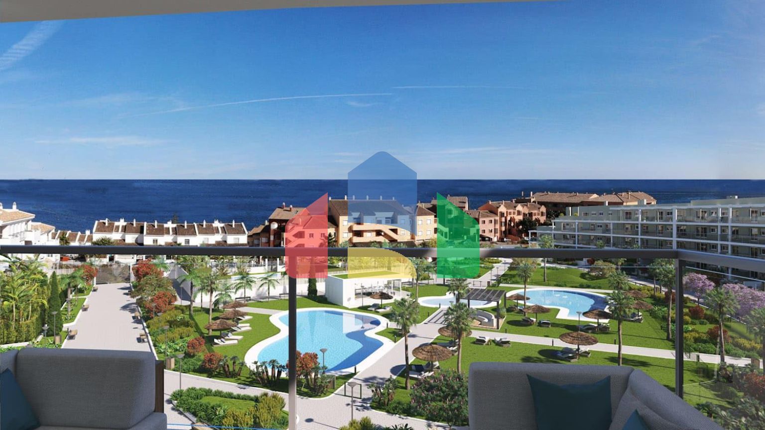 Новострой на второй линии пляжа.  с видом на море, 190 квартир, 2-3 спальни, бассейны и сады.