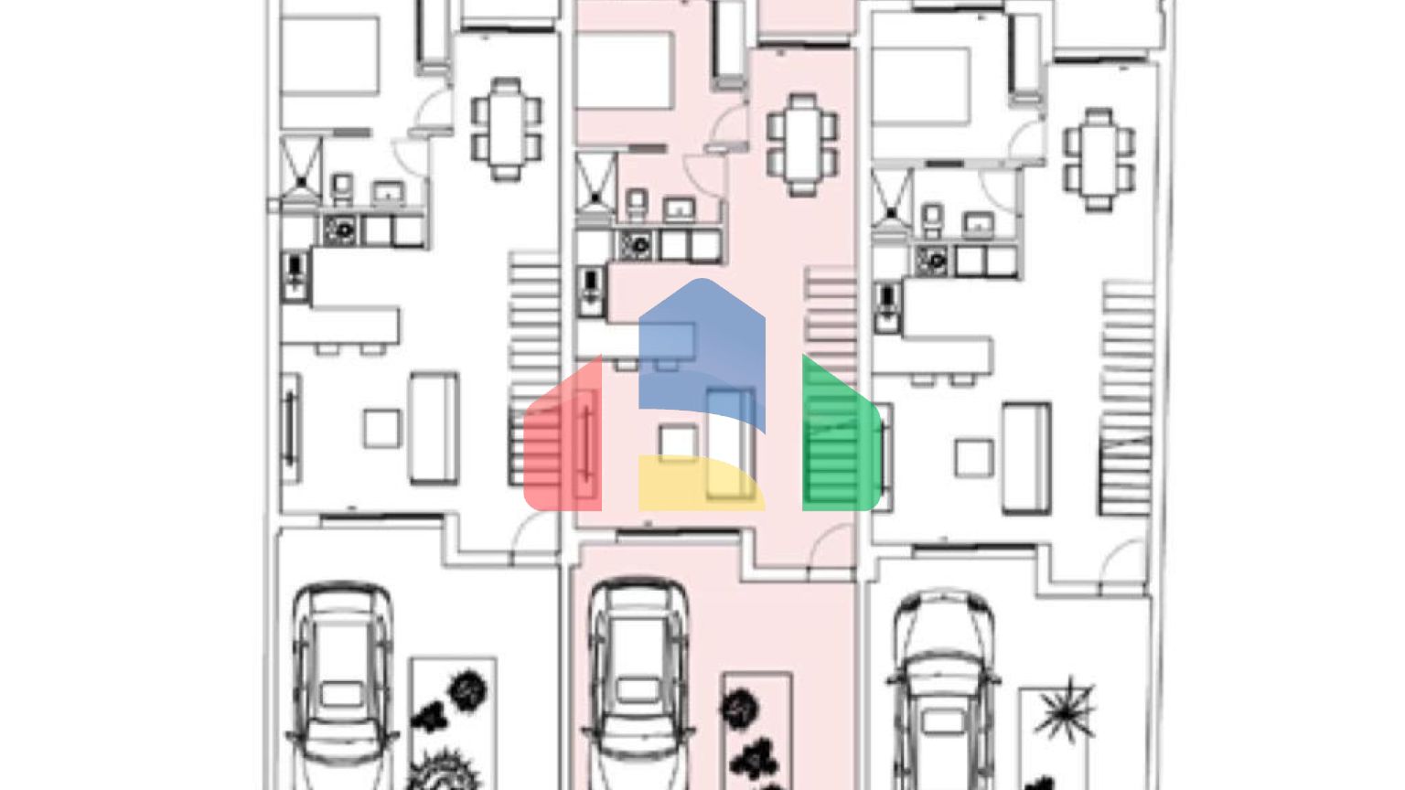Комплекс из 3 таунхаусов типа дуплекс в Торре де ла Орадада в 400 метрах от пляжа
