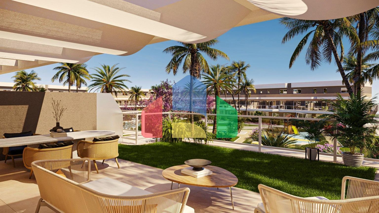 Новые апартаменты с гаражом и кладовой в Аленда Гольф