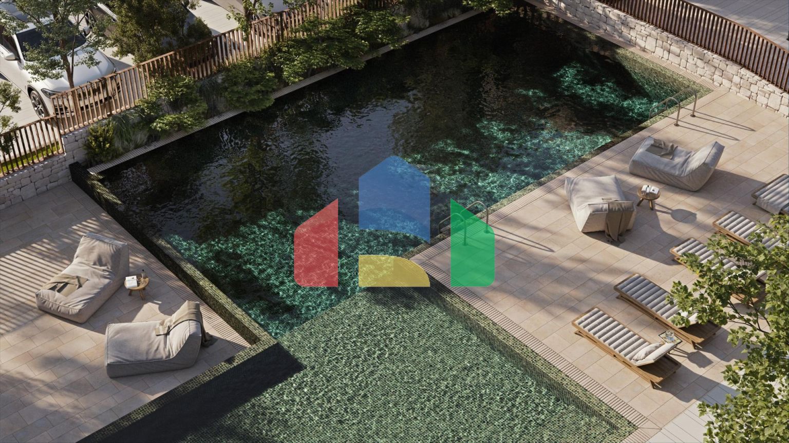 Двухквартирные дома современного дизайна с общим бассейном