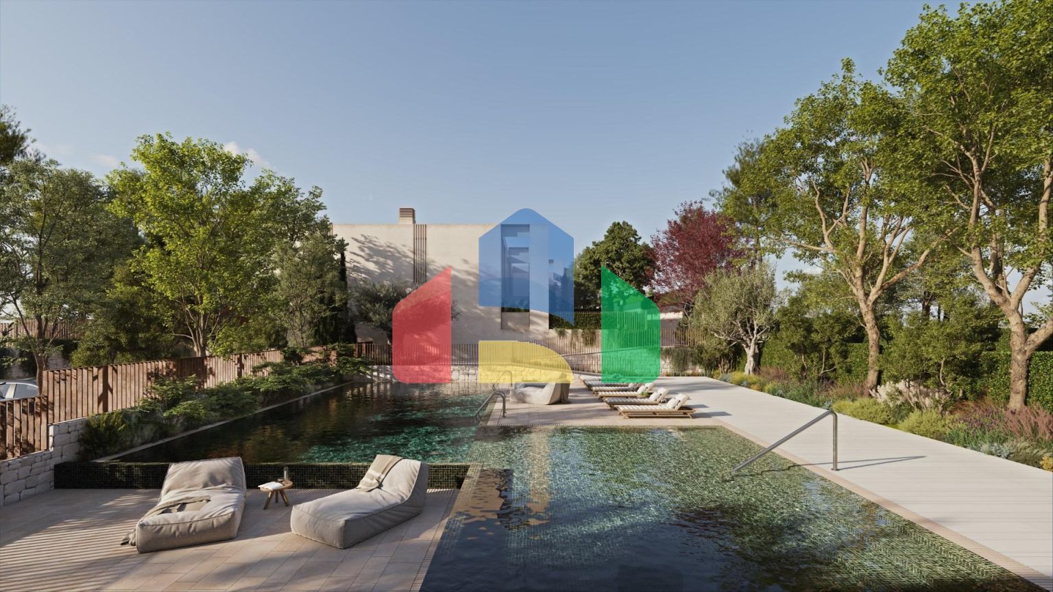 Двухквартирные дома современного дизайна с общим бассейном