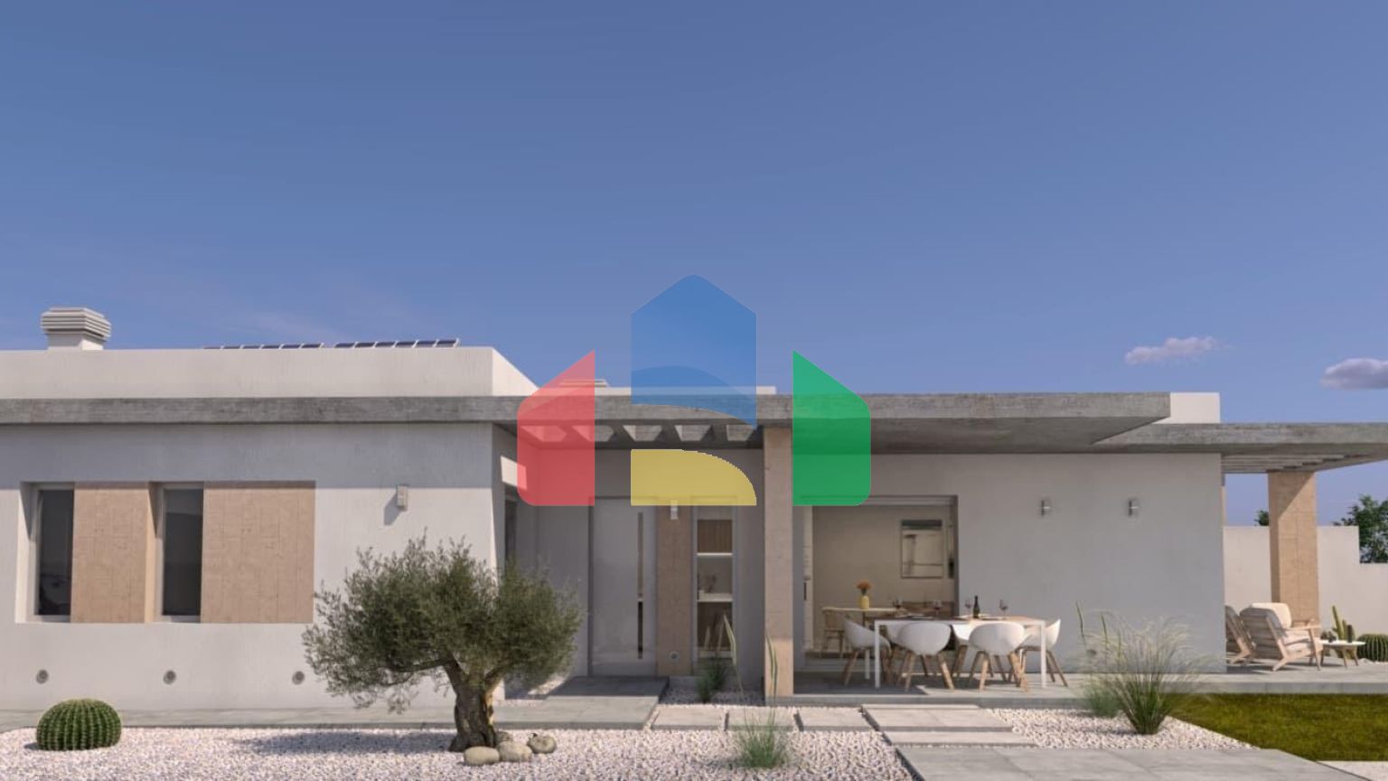 Комплекс из 4 одноэтажных вилл в Сантьяго де Рибера в 800 метрах от пляжа Мар Минор