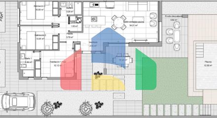 Комплекс из 4 одноэтажных вилл в Сантьяго де Рибера в 800 метрах от пляжа Мар Минор