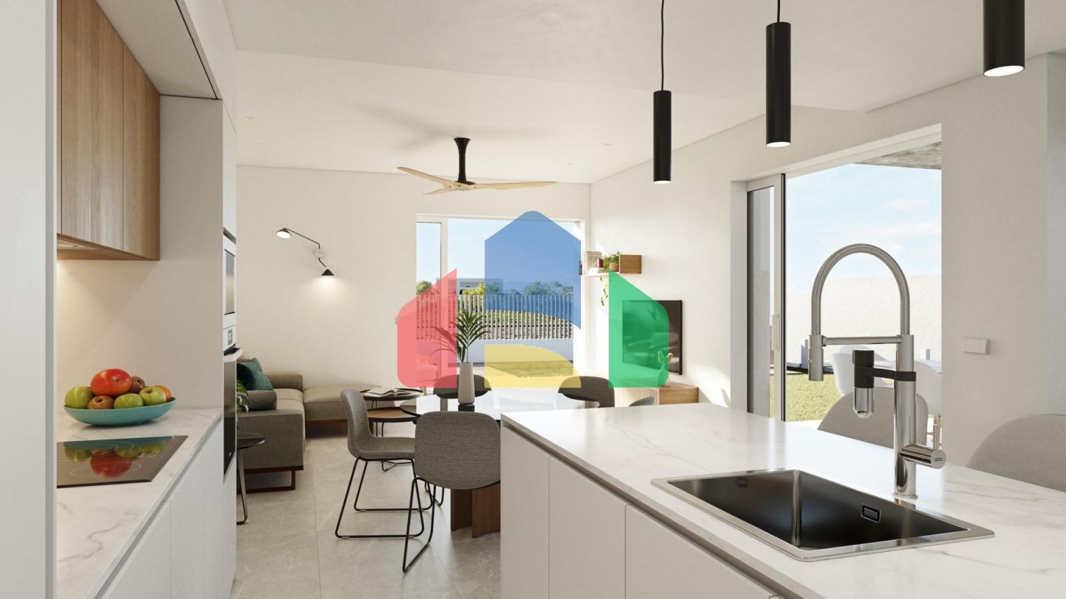 Комплекс из 4 одноэтажных вилл в Сантьяго де Рибера в 800 метрах от пляжа Мар Минор