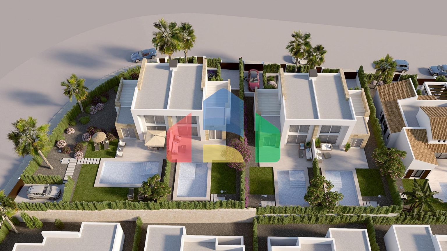 СМЕЖНЫЕ ВИЛЛЫ В ALGORFA. 3 СПАЛЬНИ. 2 ВАННЫЕ КОМНАТЫ. ПРИВАТНЫЙ БАССЕЙН. УЧАСТОК 260 М2.