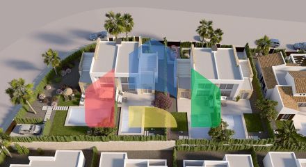 СМЕЖНЫЕ ВИЛЛЫ В ALGORFA. 3 СПАЛЬНИ. 2 ВАННЫЕ КОМНАТЫ. ПРИВАТНЫЙ БАССЕЙН. УЧАСТОК 260 М2.