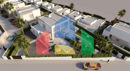 СМЕЖНЫЕ ВИЛЛЫ В ALGORFA. 3 СПАЛЬНИ. 2 ВАННЫЕ КОМНАТЫ. ПРИВАТНЫЙ БАССЕЙН. УЧАСТОК 260 М2.