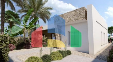 New construction semi-detached villas on one floor with private pool