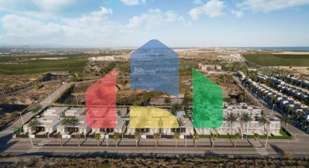 New construction semi-detached villas on one floor with private pool