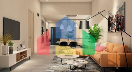 New construction semi-detached villas on one floor with private pool