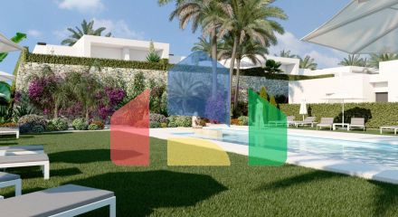 New construction semi-detached villas on one floor with private pool