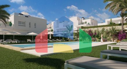 New construction semi-detached villas on one floor with private pool