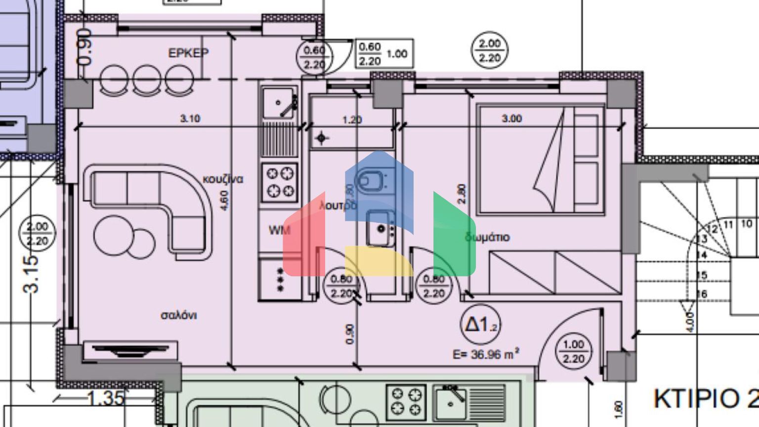 Продаж - Квартира 50 m² в Халкидіках