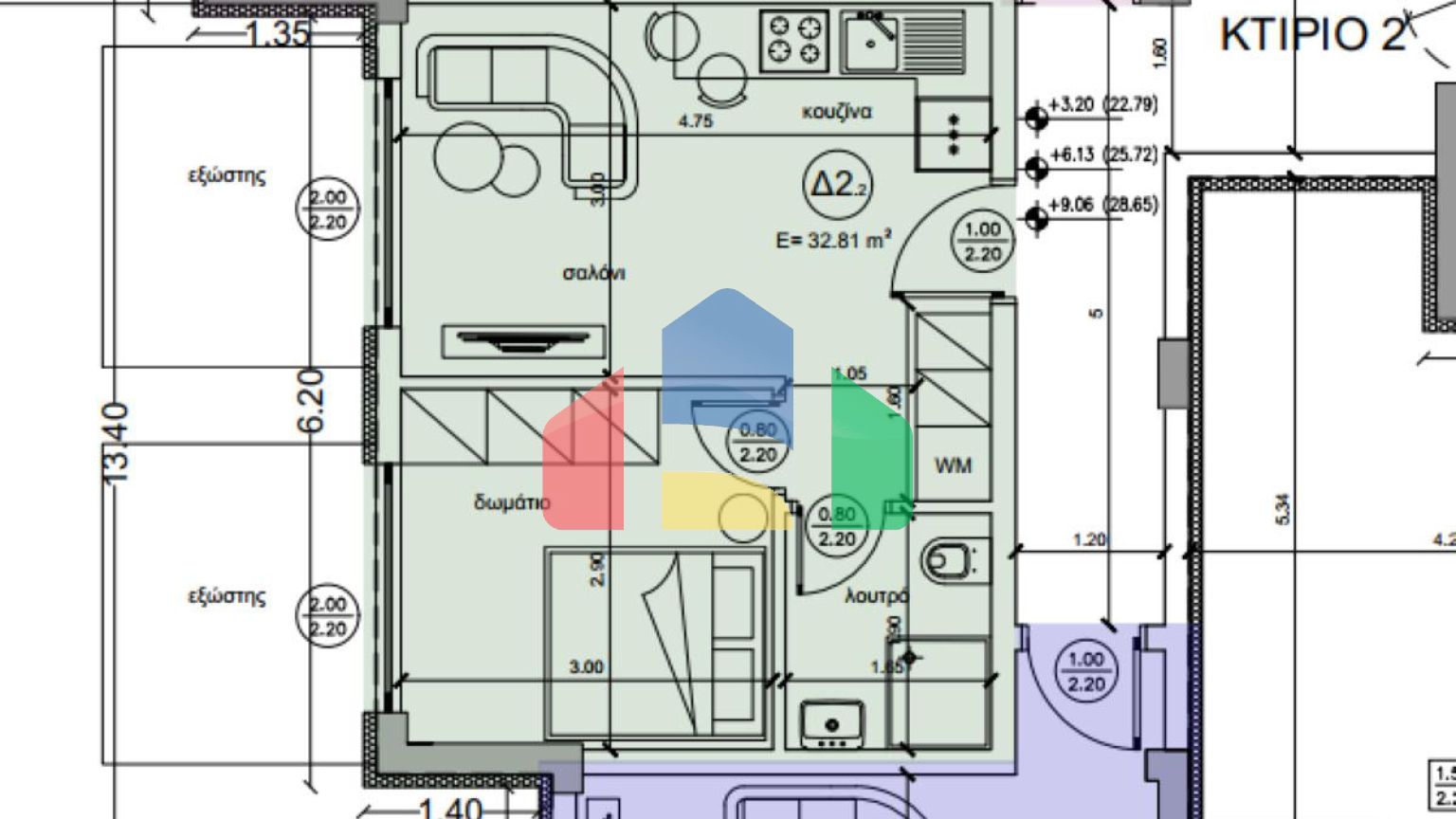 Продаж - Квартира 44 m² в Халкидіках