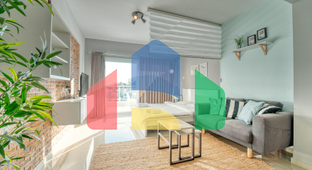Studio of 46 m2 + 8 m2 balcony in a spa complex, 600 meters from a sandy beach