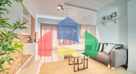 Studio of 46 m2 + 8 m2 balcony in a spa complex, 600 meters from a sandy beach