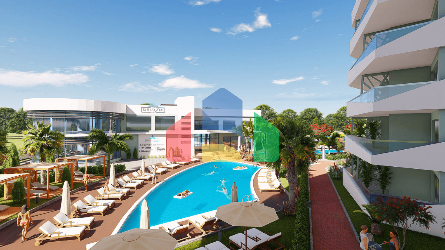 1-комнатные апартаменты 48м2 в 700 метрах от пляжа 