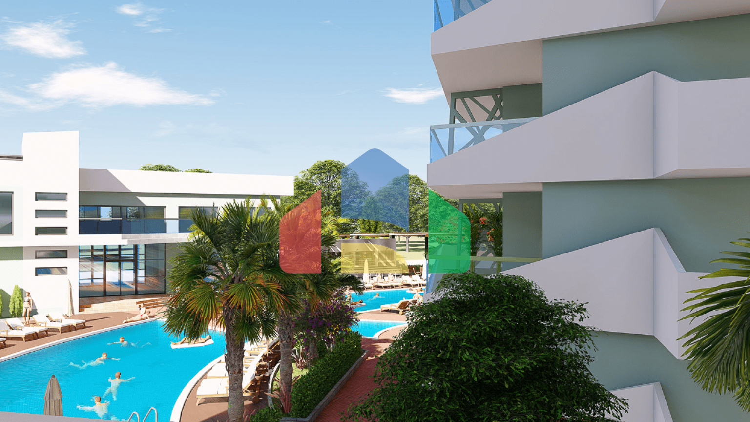 1-комнатные апартаменты 48м2 в 700 метрах от пляжа 