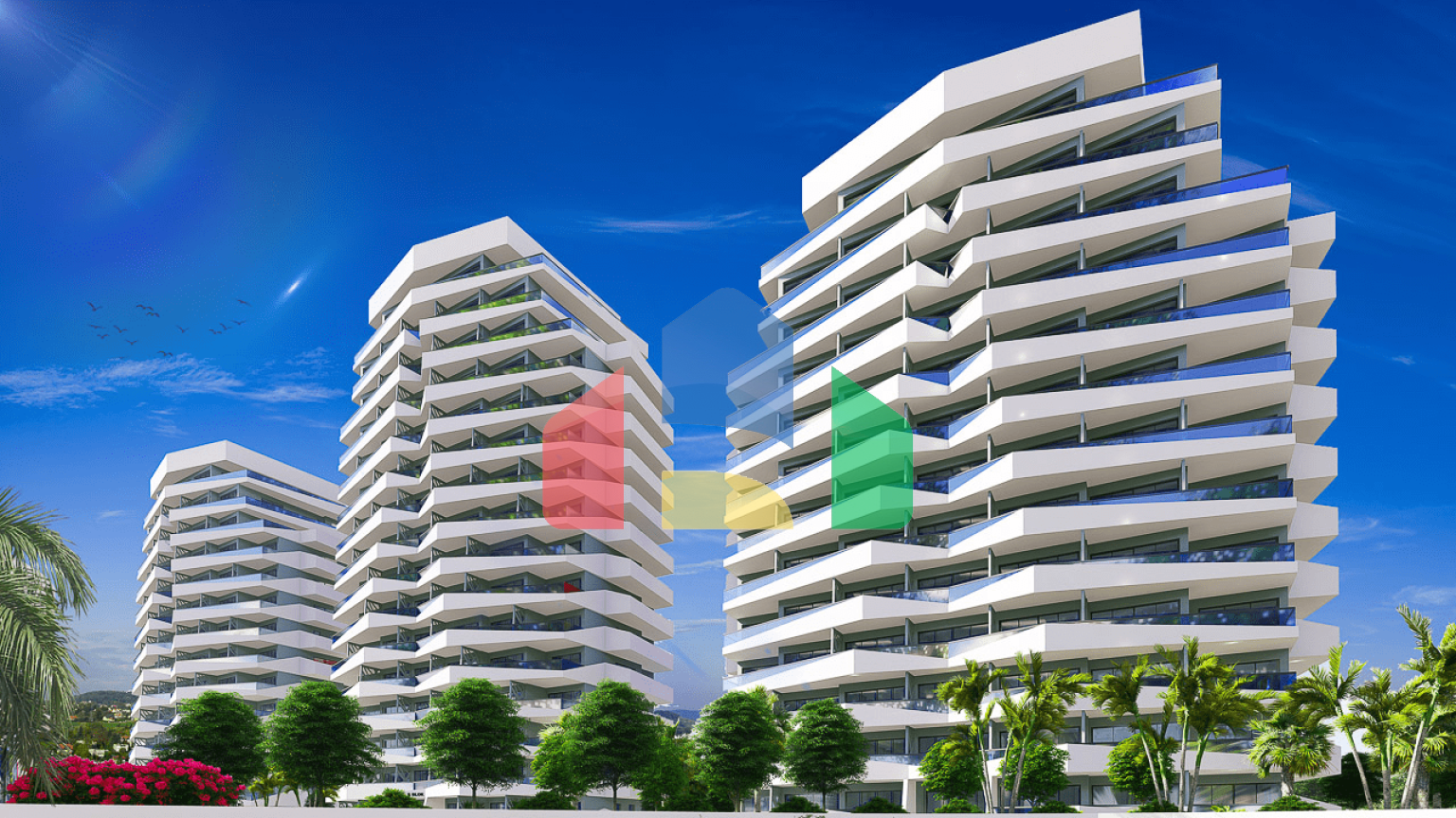 1-комнатные апартаменты 48м2 в 700 метрах от пляжа 