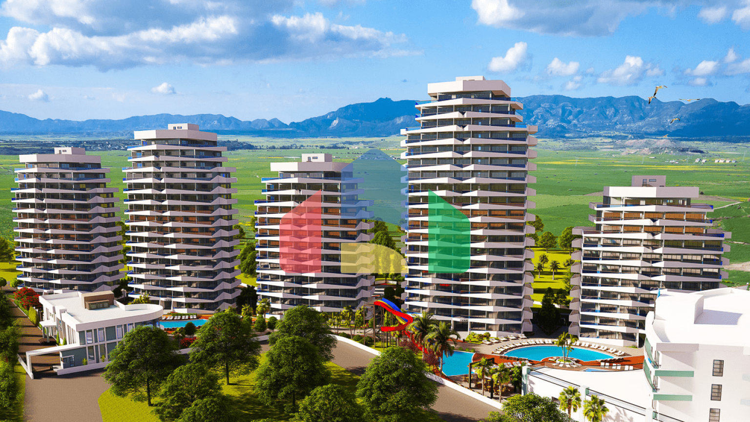 1-комнатные апартаменты 48м2 в 700 метрах от пляжа 