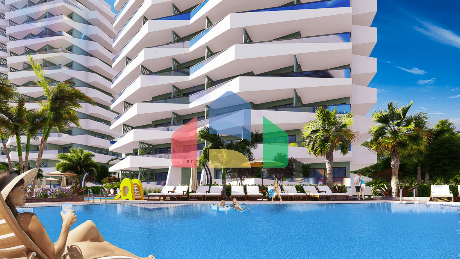 1-комнатные апартаменты 48м2 в 700 метрах от пляжа 