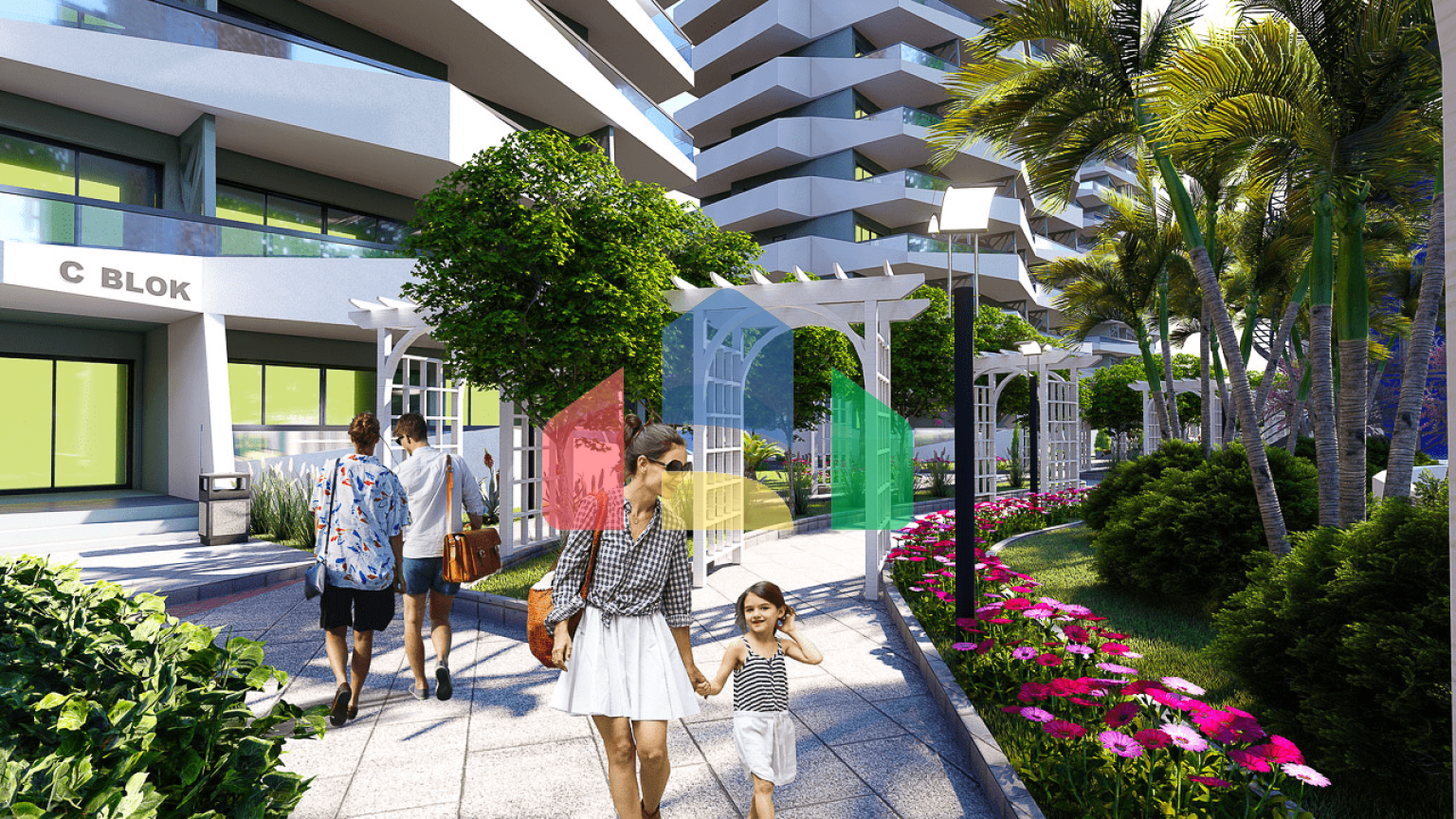 1-комнатные апартаменты 48м2 в 700 метрах от пляжа 