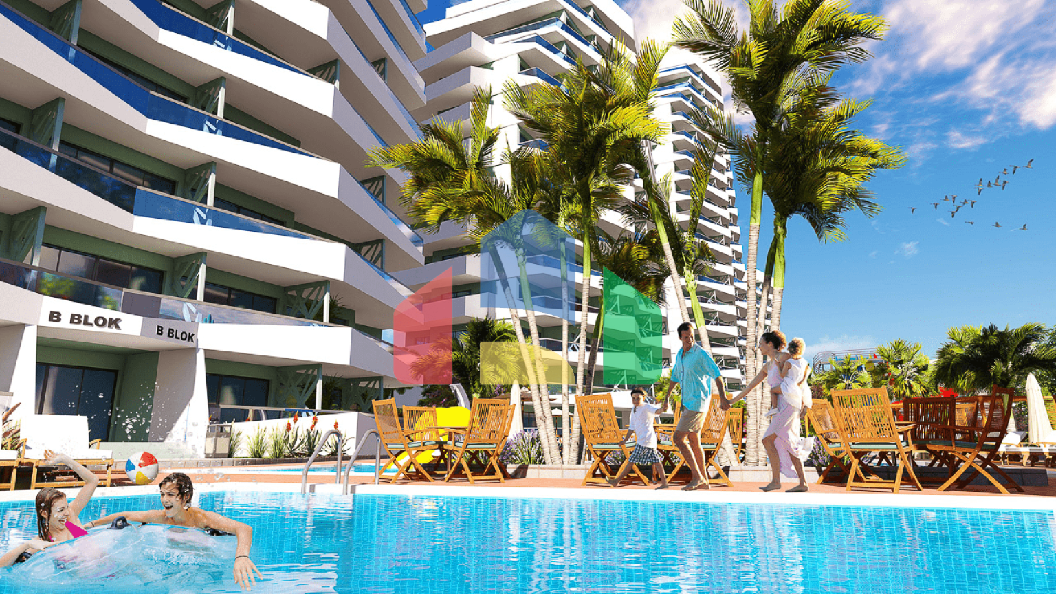 1-комнатные апартаменты 48м2 в 700 метрах от пляжа 