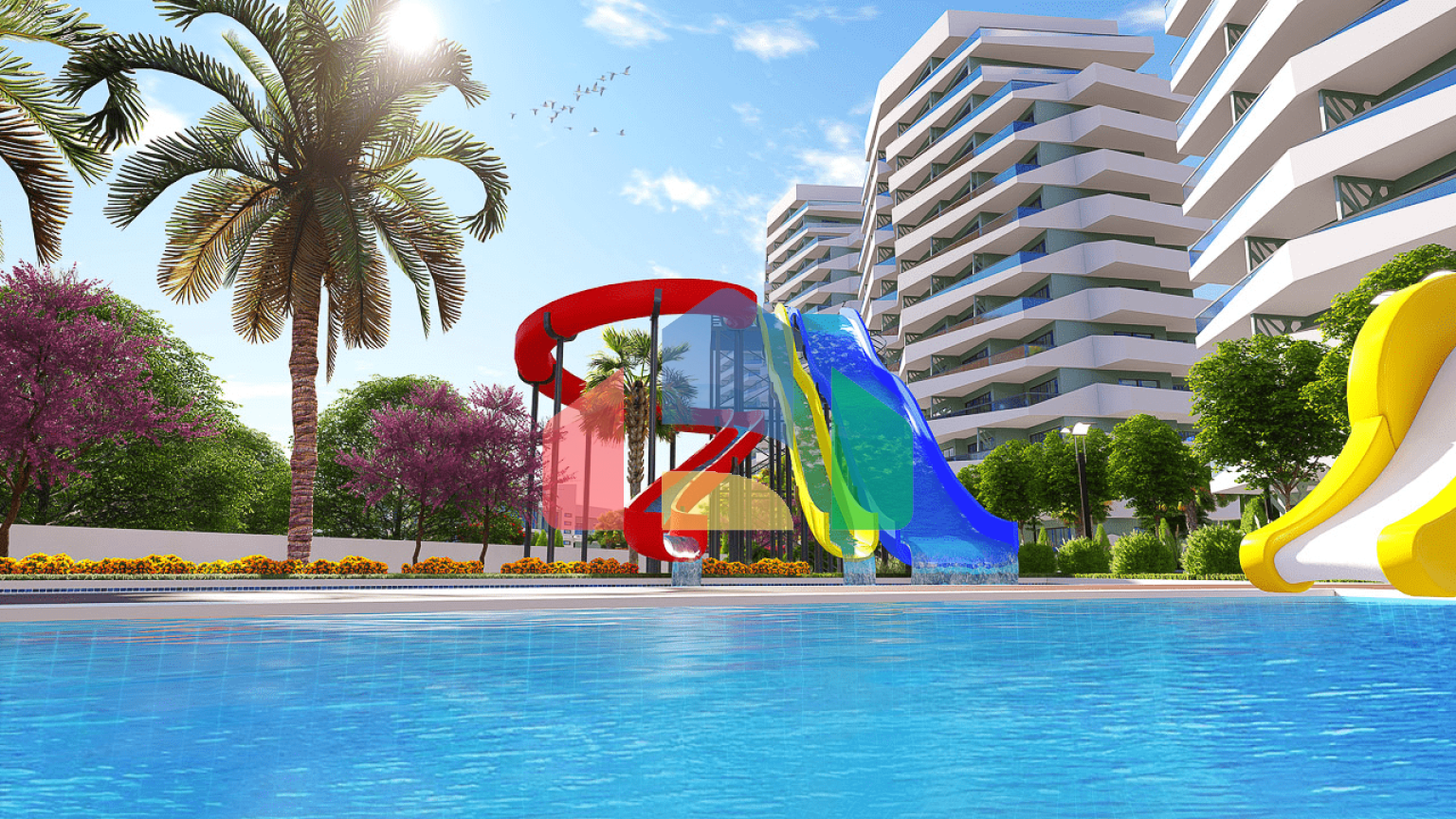 1-комнатные апартаменты 48м2 в 700 метрах от пляжа 