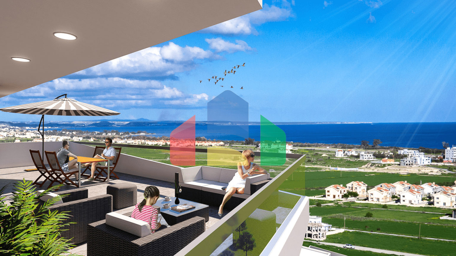 1-комнатные апартаменты 48м2 в 700 метрах от пляжа 