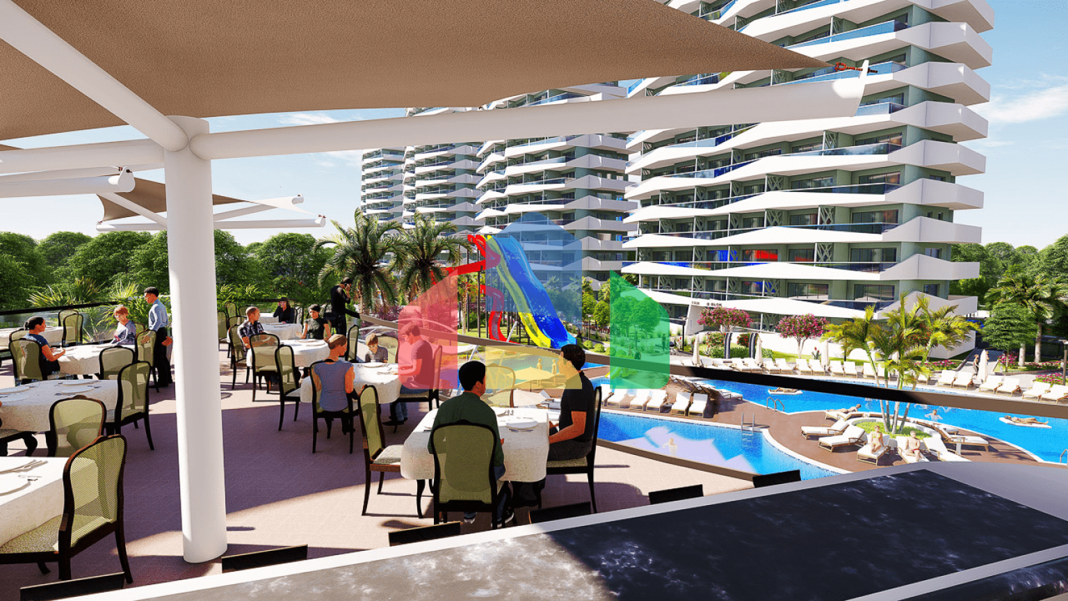 1-комнатные апартаменты 48м2 в 700 метрах от пляжа 