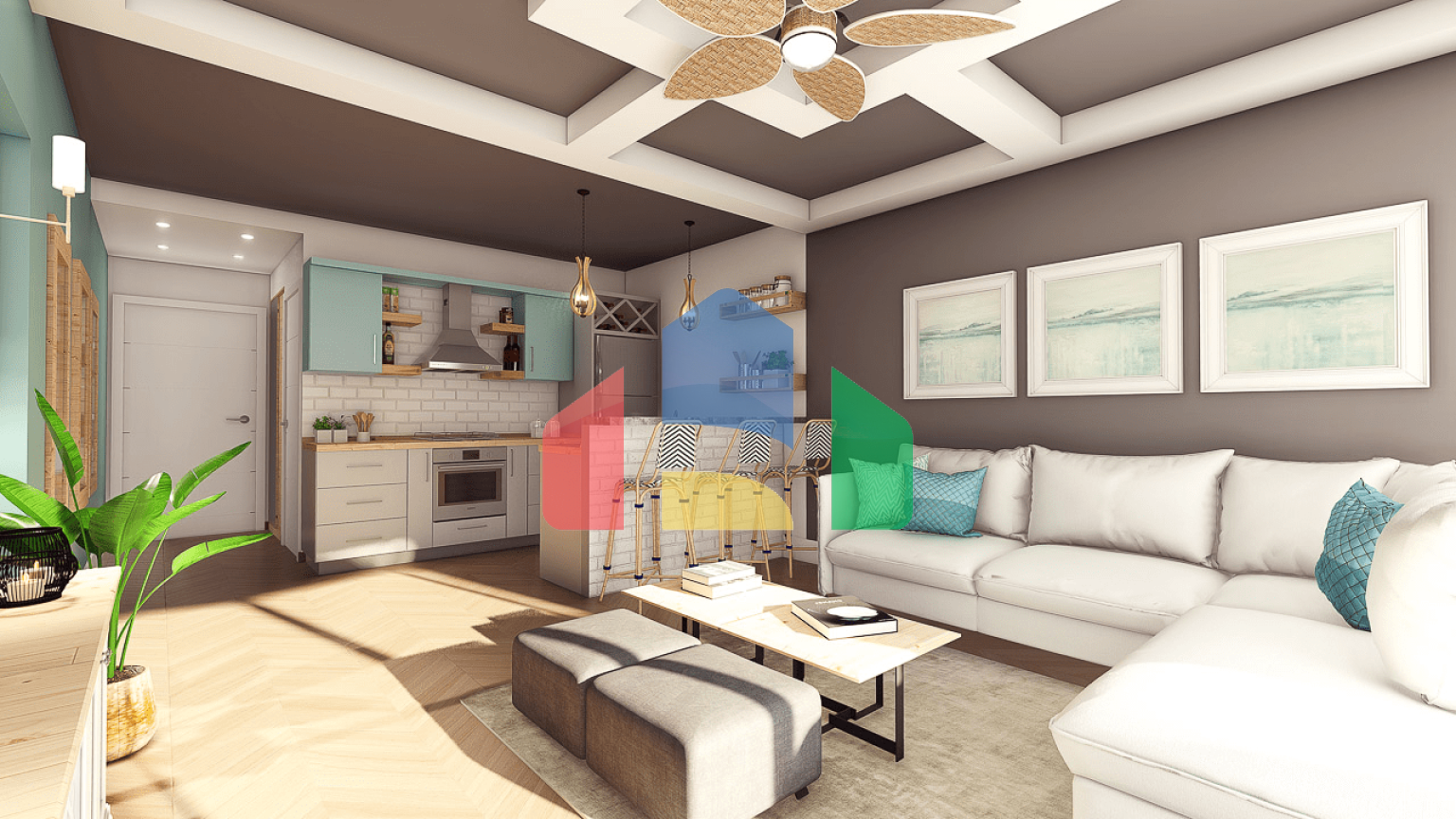 1-комнатные апартаменты 48м2 в 700 метрах от пляжа 