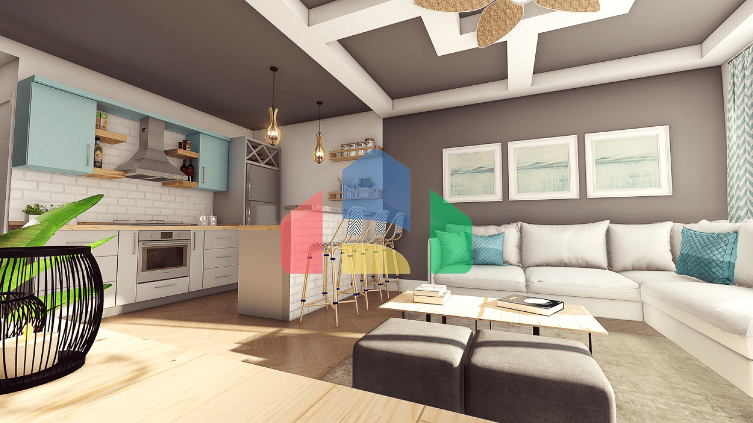 1-комнатные апартаменты 48м2 в 700 метрах от пляжа 