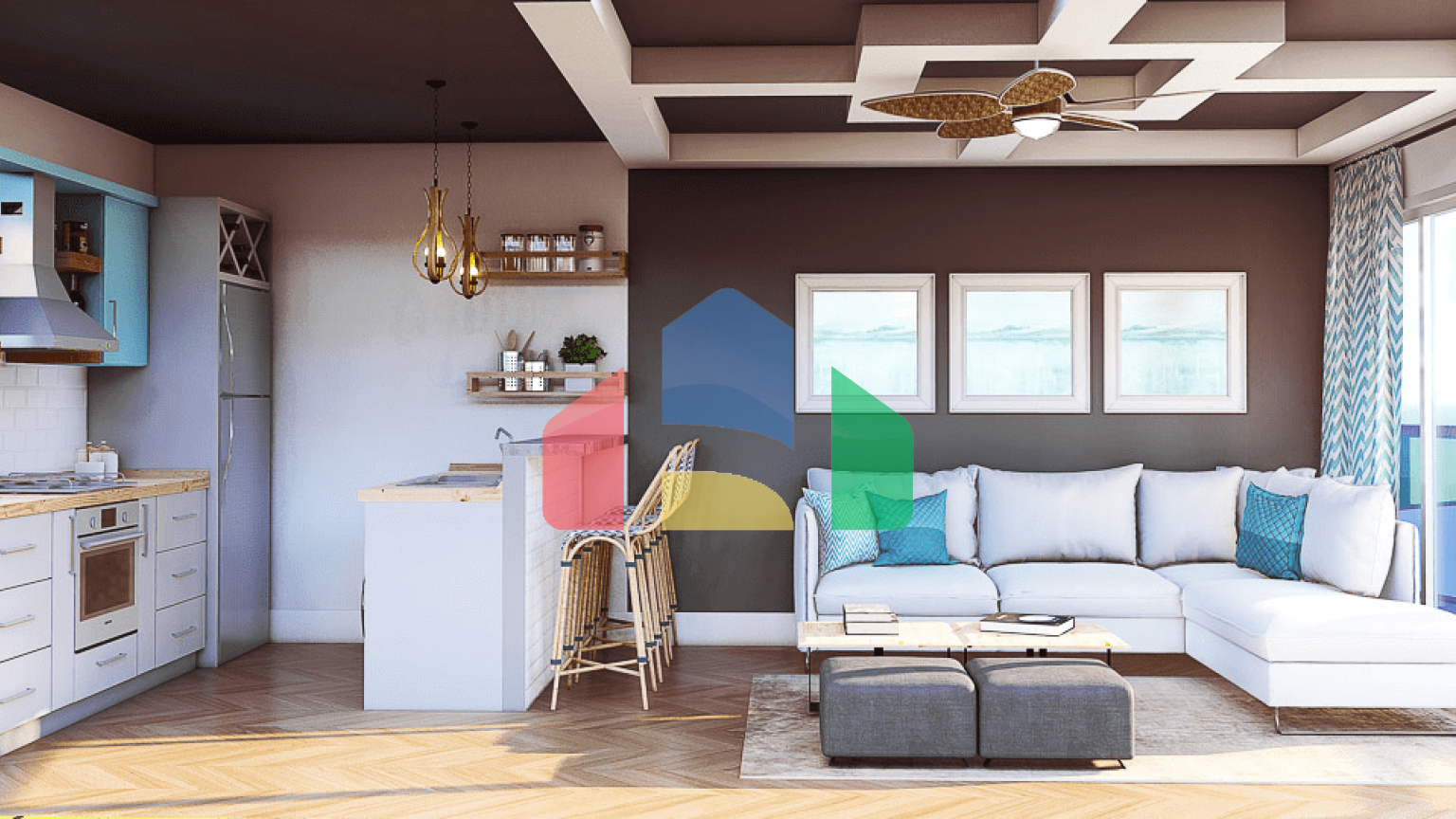 1-комнатные апартаменты 48м2 в 700 метрах от пляжа 