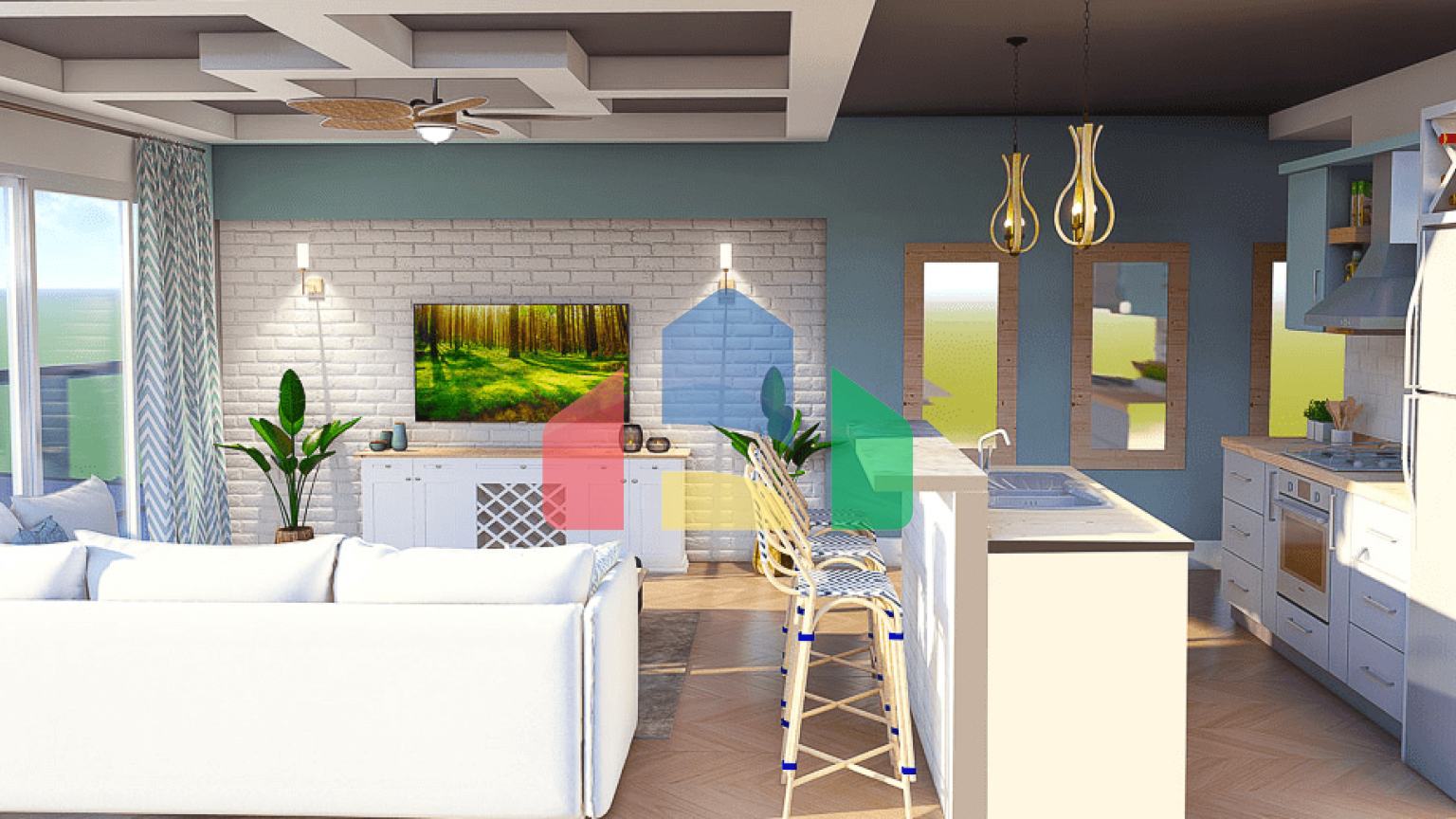 1-комнатные апартаменты 48м2 в 700 метрах от пляжа 