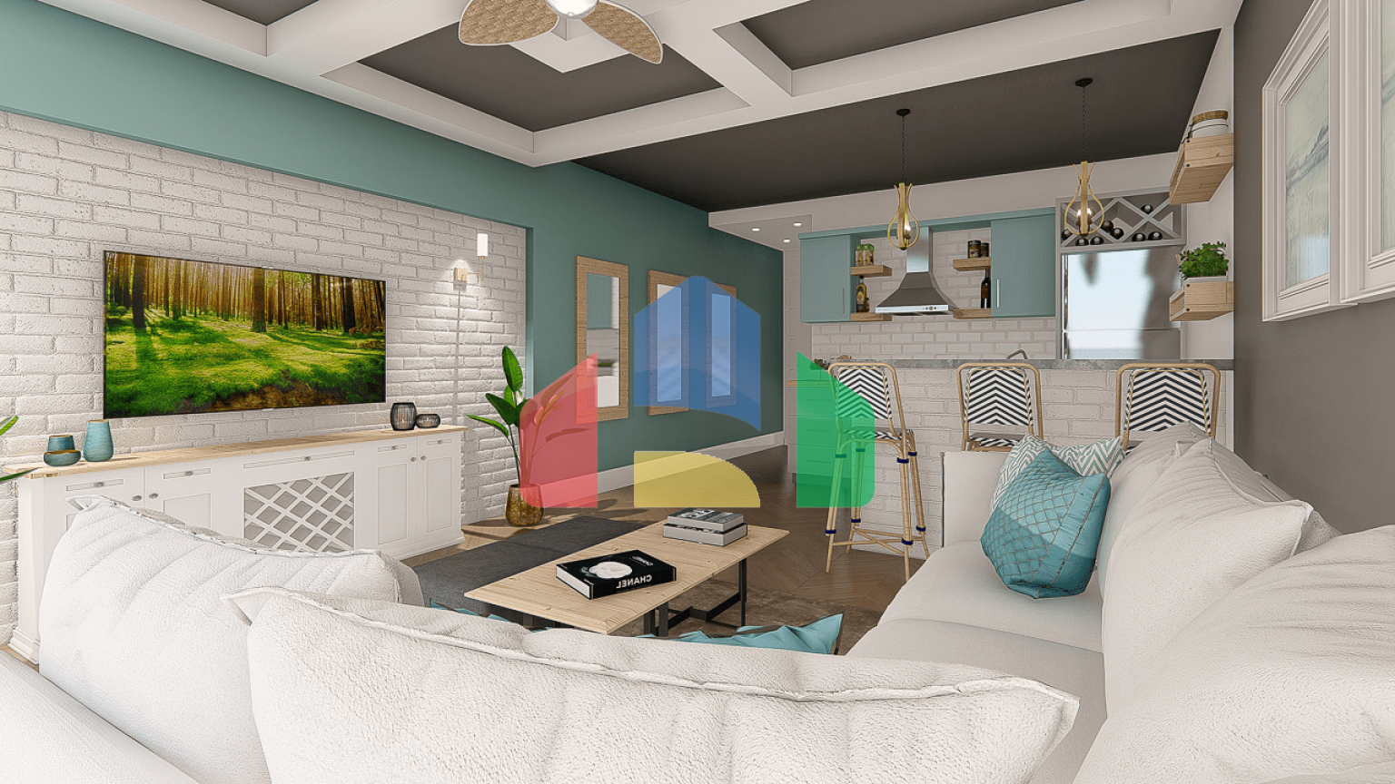 1-комнатные апартаменты 48м2 в 700 метрах от пляжа 