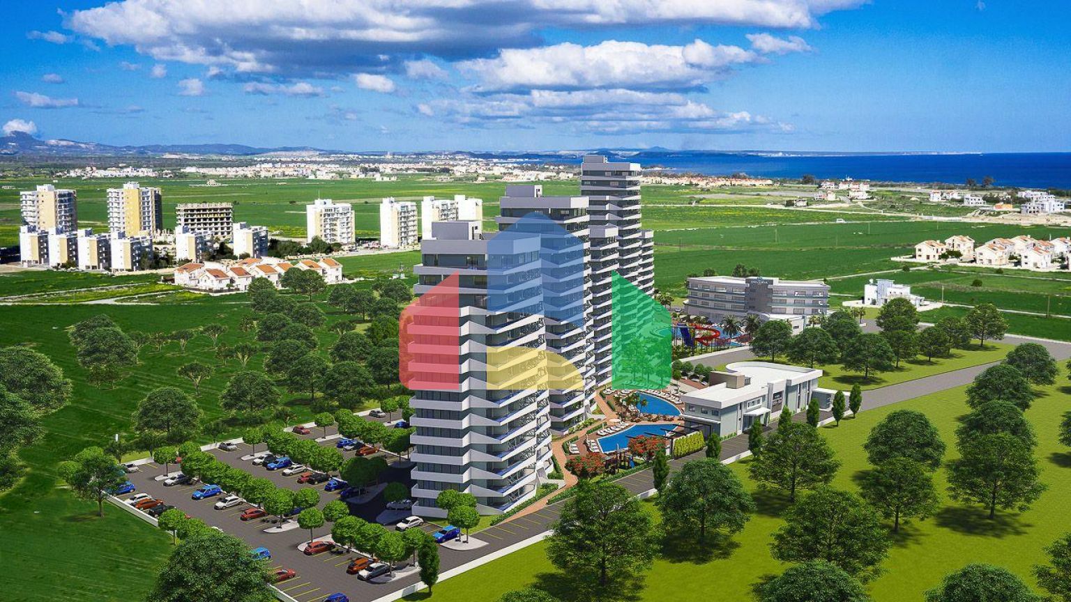 2-комнатные апартаменты 78м2 в 700 метрах от пляжа 