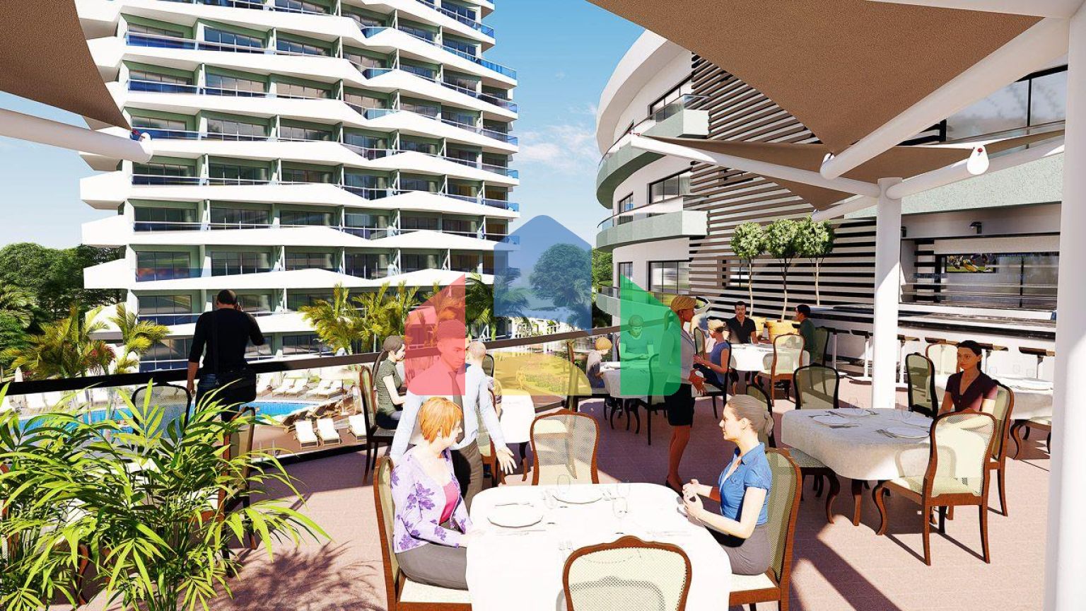 2-комнатные апартаменты 78м2 в 700 метрах от пляжа 