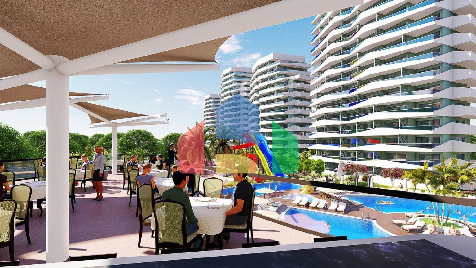 2-комнатные апартаменты 78м2 в 700 метрах от пляжа 