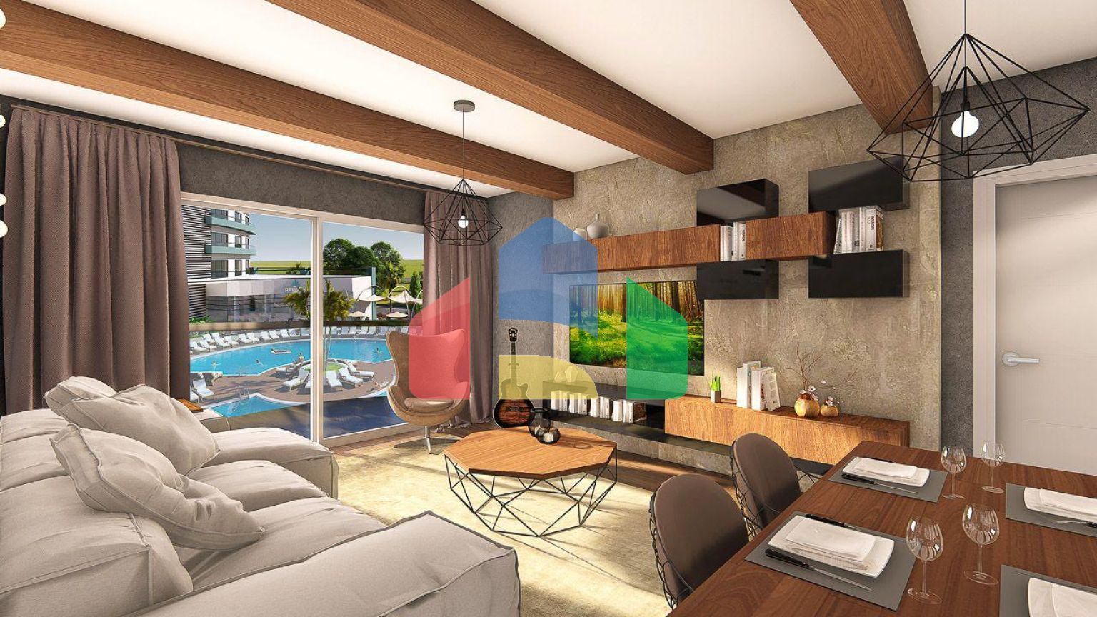 2-комнатные апартаменты 78м2 в 700 метрах от пляжа 