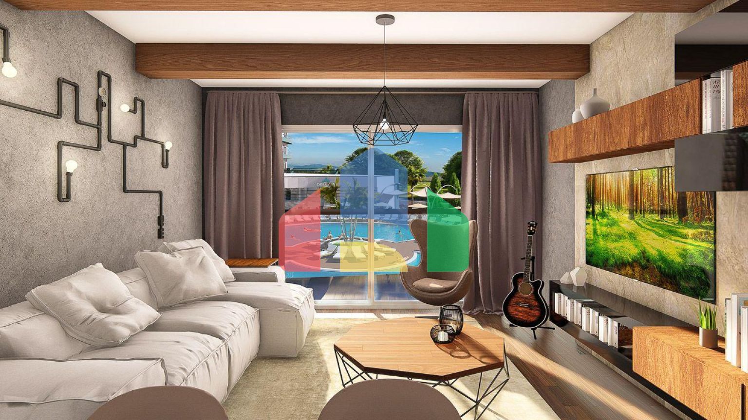 2-комнатные апартаменты 78м2 в 700 метрах от пляжа 