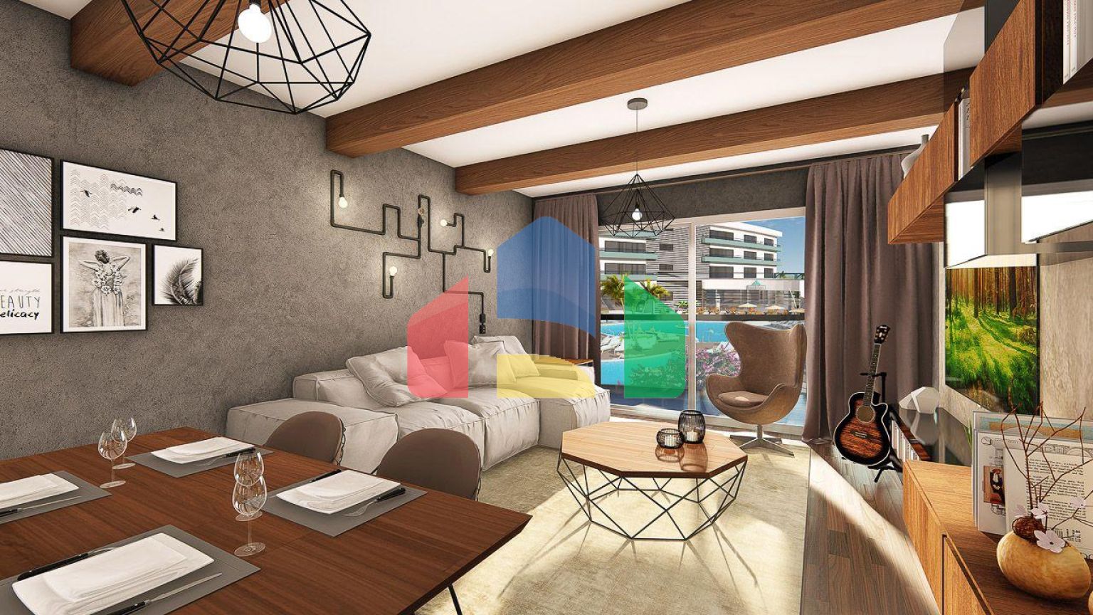 2-комнатные апартаменты 78м2 в 700 метрах от пляжа 